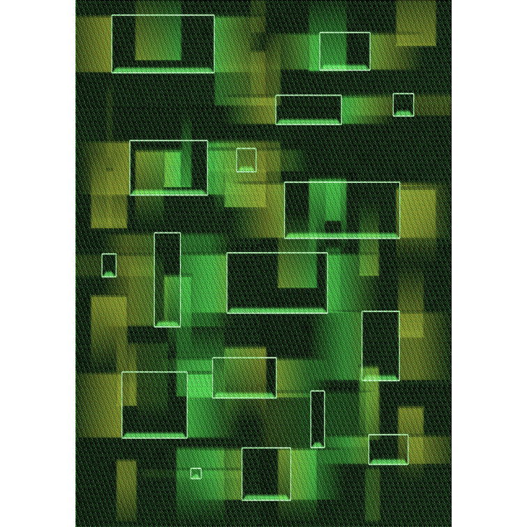 Trinx Power Loom Green/Black Rug Wayfair